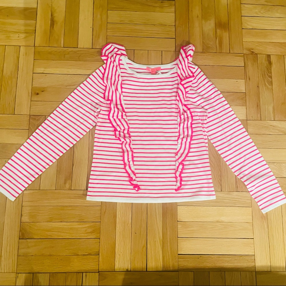 Lilly Pulitzer Ruth Striped Ruffle Sweater- Size L- NWT